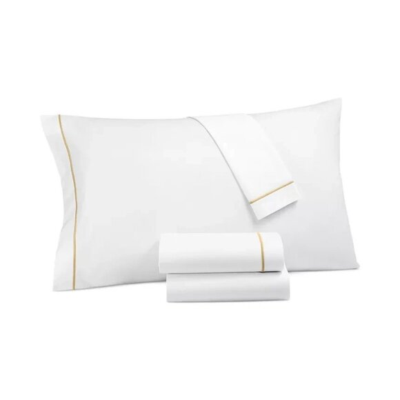 Hotel Collection Italian Percale Cotton King Sheet Set Soft Gold MSRP $500 - Picture 1 of 2